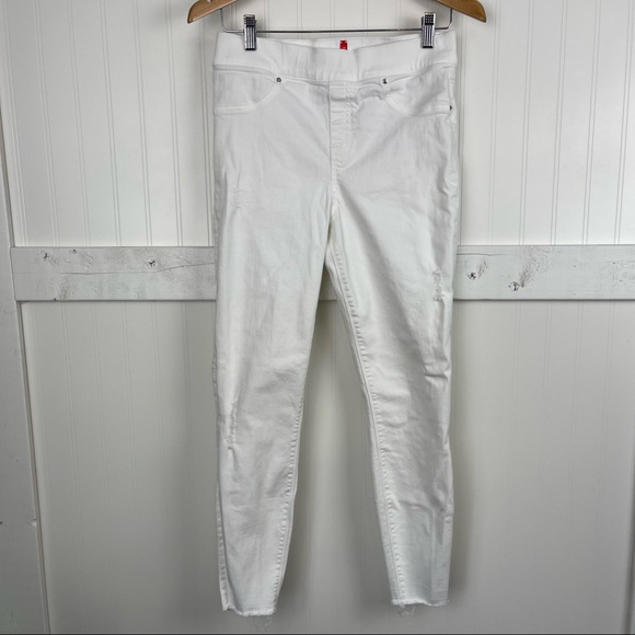 SPANX Distressed Skinny Jeans in White - Picture 3 of 7